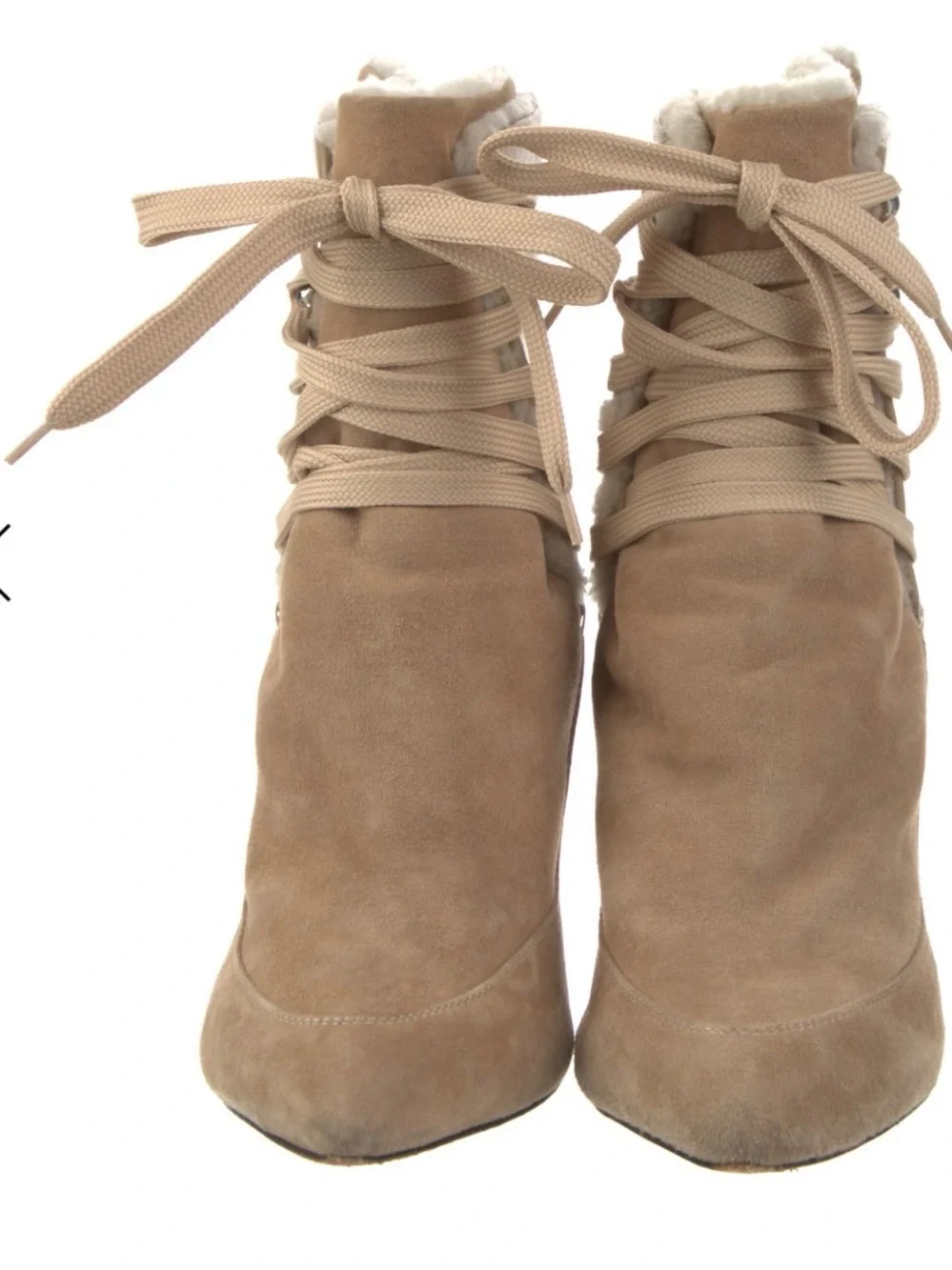 IRO Taupe Suede & Leather Lace-Up Ankle Bootie